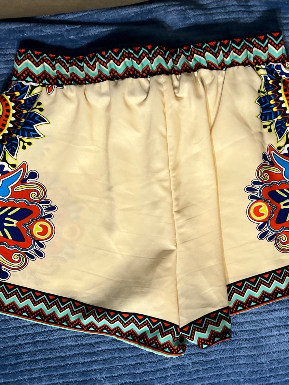 Sweet Wanderer Cream Tribal-Accent Athletic Shorts
